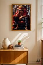 One Piece Luffy Oturan Poster Duvar Tablosu, Anime Severlere Özel Hediye - Görsel 4