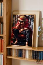 One Piece Luffy Oturan Poster Duvar Tablosu, Anime Severlere Özel Hediye - Görsel 5