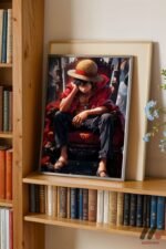 One Piece Luffy Oturan Poster Duvar Tablosu, Anime Severlere Özel Hediye - Görsel 2