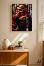 One Piece Luffy Oturan Poster Duvar Tablosu, Anime Severlere Özel Hediye - Görsel 8