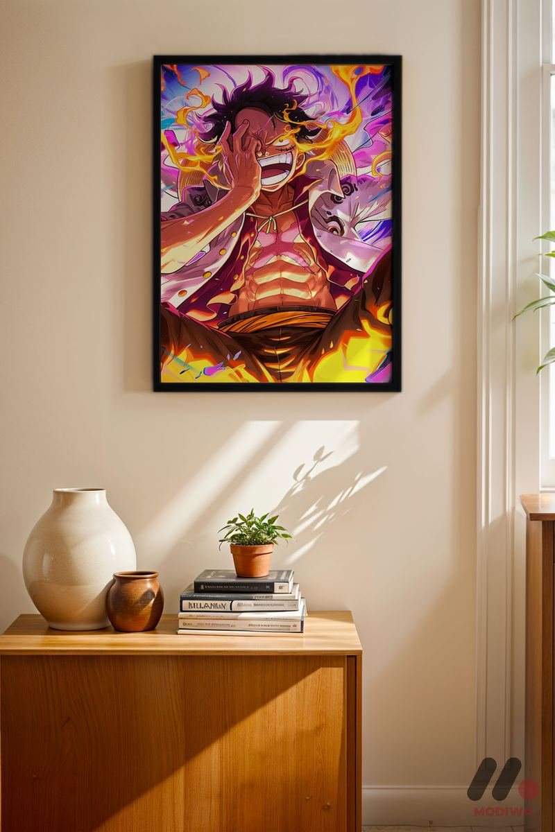 MDW-TBL-1093_AB4 One Piece Luffy Gear 5 Poster Duvar Tablosu, Anime Severlere Özel Hediye - Görsel 1