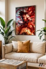Dragon Ball Goku Kaioken Poster Duvar Tablosu, Anime Severlere Özel Hediye - Görsel 3