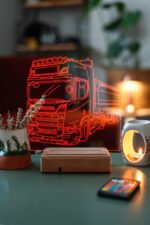 Kişiye Özel Plakalı Scania 16 Renk Kumandalı Gece Lambası