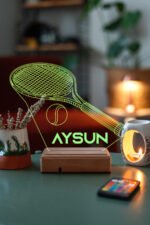 Kişiye Özel 3D Tenis ve Tenis Topu Hediyelik Dekoratif Led Lamba