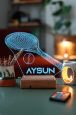 Kişiye Özel 3D Tenis ve Tenis Topu Hediyelik Dekoratif Led Lamba - Görsel 2