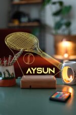 Kişiye Özel 3D Tenis ve Tenis Topu Hediyelik Dekoratif Led Lamba - Görsel 3