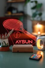 Kişiye Özel 3D Tenis ve Tenis Topu Hediyelik Dekoratif Led Lamba - Görsel 5