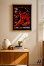 Attack on Titan Kırmızı Titan Anime Poster Duvar Tablosu, Anime Severlere Özel Hediye - Görsel 4