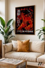 Attack on Titan Kırmızı Titan Anime Poster Duvar Tablosu, Anime Severlere Özel Hediye - Görsel 6