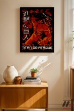 Attack on Titan Kırmızı Titan Anime Poster Duvar Tablosu, Anime Severlere Özel Hediye - Görsel 8