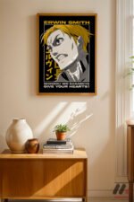 Attack on Titan Erwin Smith Anime Poster Duvar Tablosu, Anime Severlere Özel Hediye - Görsel 4