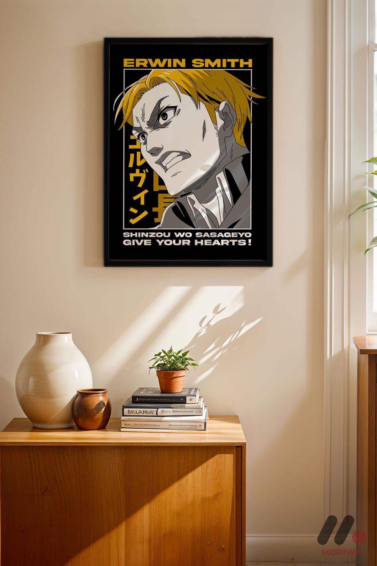 mdw-tbl-0002_ab4-5.jpg Attack on Titan Erwin Smith Anime Poster Duvar Tablosu, Anime Severlere Özel Hediye - Görsel 1
