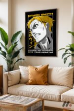 Attack on Titan Erwin Smith Anime Poster Duvar Tablosu, Anime Severlere Özel Hediye - Görsel 3