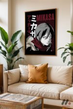 Attack on Titan Mikasa Anime Poster Duvar Tablosu, Anime Severlere Özel Hediye - Görsel 6