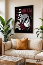 Attack on Titan Mikasa Anime Poster Duvar Tablosu, Anime Severlere Özel Hediye - Görsel 3
