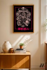 Attack on Titan Pembe Kolaj Poster Duvar Tablosu, Anime Severlere Özel Hediye - Görsel 4