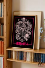 Attack on Titan Pembe Kolaj Poster Duvar Tablosu, Anime Severlere Özel Hediye - Görsel 5