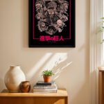 Attack on Titan Pembe Kolaj Poster Duvar Tablosu, Anime Severlere Özel Hediye