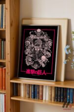 Attack on Titan Pembe Kolaj Poster Duvar Tablosu, Anime Severlere Özel Hediye - Görsel 2