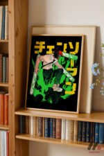 Chainsaw Man Yeşil Grafik Poster Duvar Tablosu, Anime Severlere Özel Hediye - Görsel 5