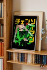 Chainsaw Man Yeşil Grafik Poster Duvar Tablosu, Anime Severlere Özel Hediye - Görsel 2