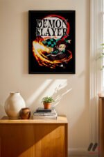 Demon Slayer Tanjiro Ateş Poster Duvar Tablosu, Anime Severlere Özel Hediye