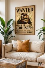 One Piece Usopp Wanted Poster Duvar Tablosu, Anime Severlere Özel Hediye - Görsel 6