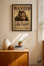 One Piece Usopp Wanted Poster Duvar Tablosu, Anime Severlere Özel Hediye