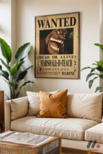 One Piece Kara Sakal Wanted Poster Duvar Tablosu, Anime Severlere Özel Hediye - Görsel 3