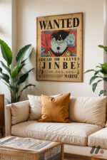 One Piece Jinbe Wanted Poster Duvar Tablosu, Anime Severlere Özel Hediye - Görsel 6