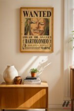 One Piece Bartolomeo Wanted Poster Duvar Tablosu, Anime Severlere Özel Hediye - Görsel 4