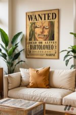 One Piece Bartolomeo Wanted Poster Duvar Tablosu, Anime Severlere Özel Hediye - Görsel 6