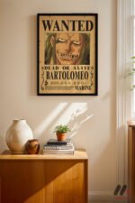 One Piece Bartolomeo Wanted Poster Duvar Tablosu, Anime Severlere Özel Hediye