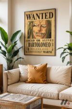 One Piece Bartolomeo Wanted Poster Duvar Tablosu, Anime Severlere Özel Hediye - Görsel 3