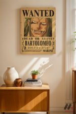 One Piece Bartolomeo Wanted Poster Duvar Tablosu, Anime Severlere Özel Hediye - Görsel 8