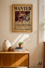 One Piece Eustass Kid Wanted Poster Duvar Tablosu, Anime Severlere Özel Hediye - Görsel 4