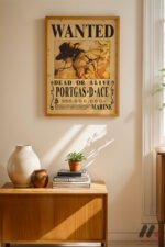One Piece Portgas D Ace Wanted Poster Duvar Tablosu, Anime Severlere Özel Hediye - Görsel 4