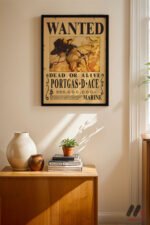 One Piece Portgas D Ace Wanted Poster Duvar Tablosu, Anime Severlere Özel Hediye