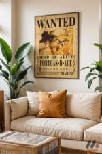 One Piece Portgas D Ace Wanted Poster Duvar Tablosu, Anime Severlere Özel Hediye - Görsel 3