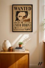 One Piece Nico Robin Wanted Poster Duvar Tablosu, Anime Severlere Özel Hediye