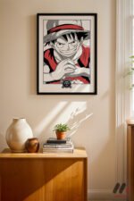 One Piece Luffy Çizgi Poster Duvar Tablosu, Anime Severlere Özel Hediye