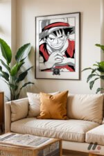 One Piece Luffy Çizgi Poster Duvar Tablosu, Anime Severlere Özel Hediye - Görsel 3