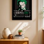 One Piece Zoro Wanted Poster Duvar Tablosu, Anime Severlere Özel Hediye