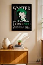 One Piece Zoro Wanted Poster Duvar Tablosu, Anime Severlere Özel Hediye - Görsel 8