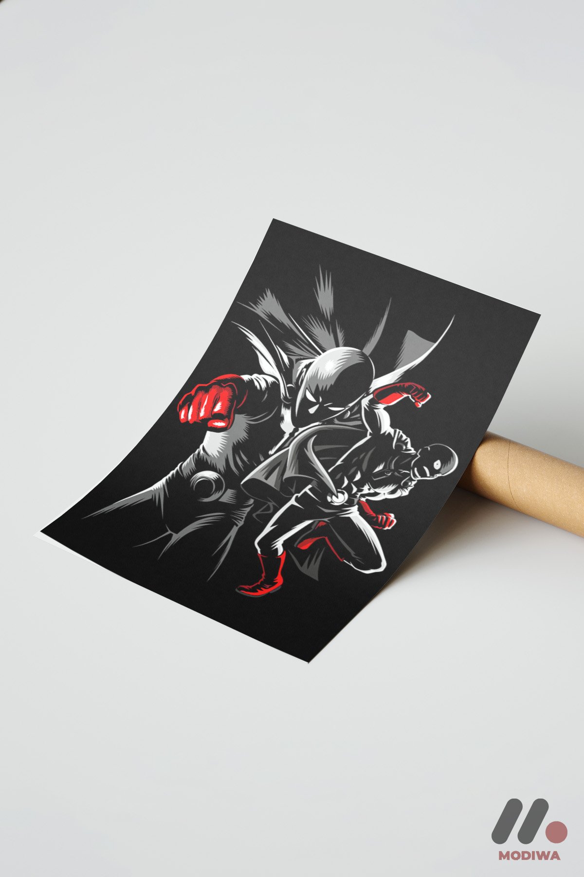 mdw-tbl-0094_ab7-4.jpg One Punch Man Siyah Poster Duvar Tablosu, Anime Severlere Özel Hediye - Görsel 1