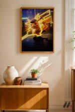 Pokemon Pikachu Neon Poster Duvar Tablosu, Anime Severlere Özel Hediye - Görsel 8