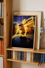 Pokemon Pikachu Neon Poster Duvar Tablosu, Anime Severlere Özel Hediye - Görsel 5