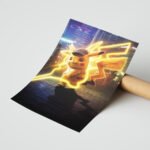 Pokemon Pikachu Neon Poster Duvar Tablosu, Anime Severlere Özel Hediye