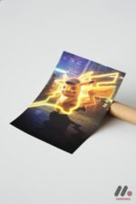 Pokemon Pikachu Neon Poster Duvar Tablosu, Anime Severlere Özel Hediye