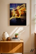 Pokemon Pikachu Neon Poster Duvar Tablosu, Anime Severlere Özel Hediye - Görsel 2
